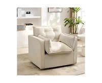 gaomon Swivel Accent Chair, Mid Century Modern Arm Chair for Living Room, Comfy Single Sofa Chair Reading Sofa with Solid Metal Base