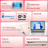 Hp Essential 17.3" Daily Traditional Laptop Intel Core i5 1334U 8GB Ram Intel Iris Xe Graphics 512GB Ssd Storage Windows 11 Home Hd+ 60Hz