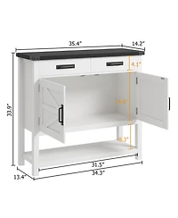 gaomon Farmhouse Entryway Table with 2-Door Cabinet & 2 Drawers