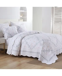 Marcielo 3-Piece 100% Cotton Geometric Splicing Oversized Bedspread SetLightweight Quilt Set King