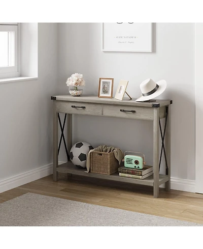 gaomon Console Table with 2 Drawers, Farmhouse Sofa Table with Storage Shelf, Accent Wood Entryway Table