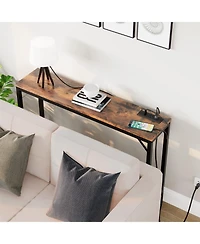 gaomon Console Table with Power Outlets & Usb Ports, Narrow Sofa Table with Charging Station