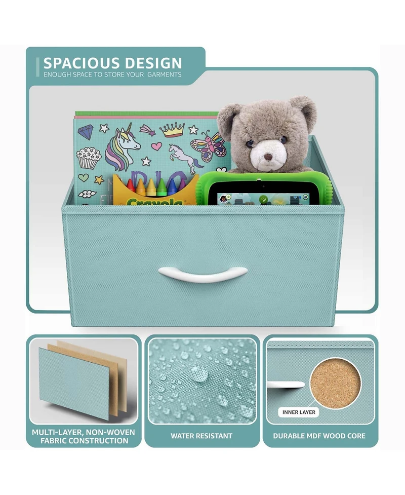 Sorbus Nightstand with 3 Drawers - Steel Frame, Wood Top & Easy Pull Fabric Bins Perfect for Home, Bedroom