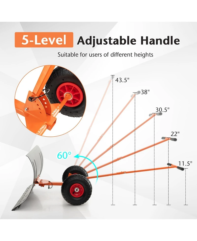 Sugift 29 Inches Snow Pusher for Driveway