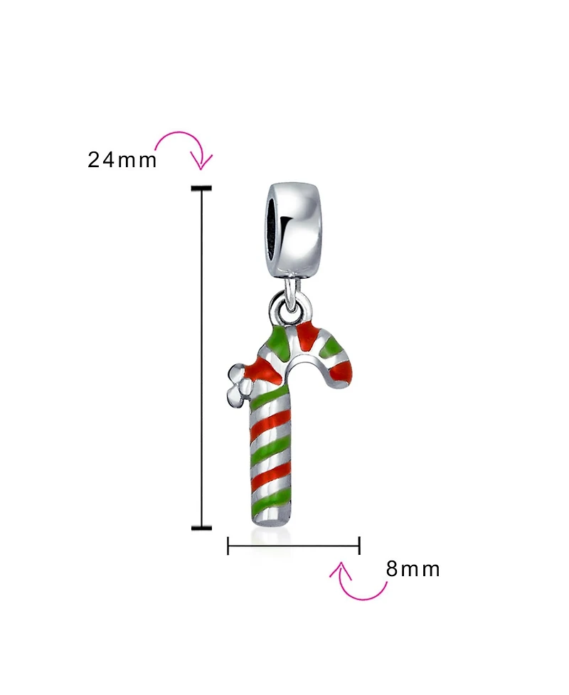 Bling Jewelry Christmas Charm Bead Red Green Peppermint Candy Cane Dangle for Bracelet