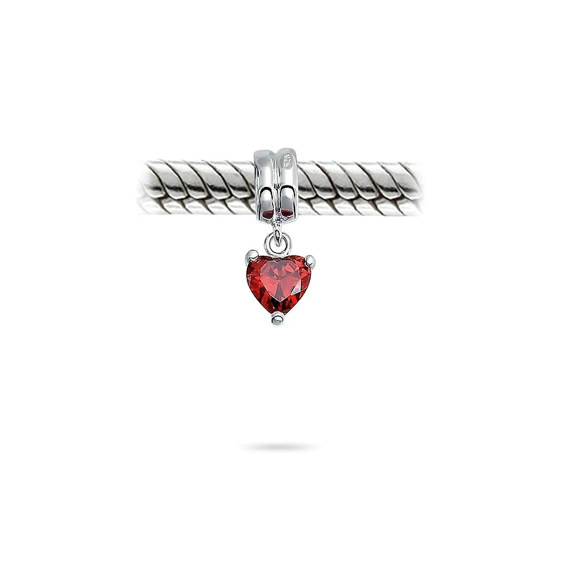 Bling Jewelry Valentines Love Heart Dangle Charm Bead Sterling Silver Bracelet