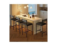 Bar Stools Set of 4, Kitchen Bar Stools with Footrest, 25.5 Inches Upholstered Bar Chairs with Back, 4 Counter Height Barstools for Counter Bar, Islan