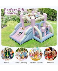 Costway Macron Pastel Bounce House with Slide Basketball Hoop Boxing Blower Not Included