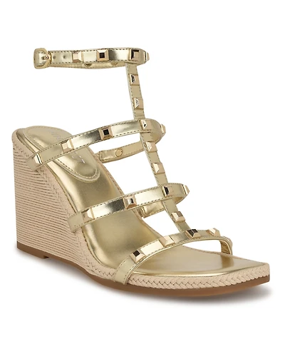 Nine West Women's Sardis Square Toe Wedge Sandals