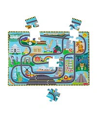 Melissa and Doug Race Track Floor Puzzle and Play Set