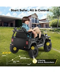 Funtok 12V 7AH Kids Ride on Truck, Electric Ride on Car Toy Battery Powered Truck Vehicle w/ Remote Control, bluetooth, Spring Suspension, MP3 Player