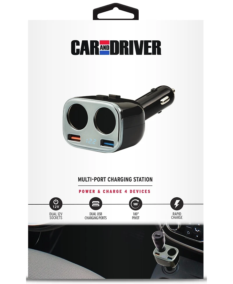 4-Port Car Charging Station with Usb and 12V Ports