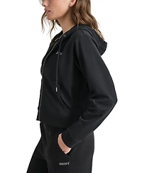 Dkny Sport Women's Studded-Logo Full-Zip Fleece Hoodie