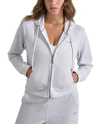 Dkny Sport Women's Studded-Logo Full-Zip Fleece Hoodie