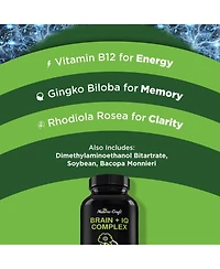 Nootropic Memory Supplement for Brain Support + Iq, Memory Pills for Brain Boost & Natural Energy Booster Vitamin B12 Supplement, Nature's Craft, 30ct