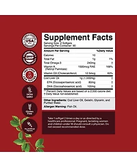 Nature's Craft Cod Liver Oil Softgels, Fish Oil Supplement with Vitamin D3 & A for Heart Joint Brain and Immune Support, Nature's Craft, 180ct