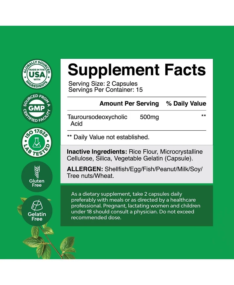 Nature's Craft Tudca Capsules, Liver Support and Gallbladder Cleanse, Nature's Craft, 30ct