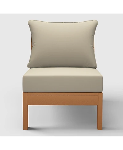 WestinTrends Outdoor Hdpe Deep Seating Modular Armless Patio Teak Chair with Cushions