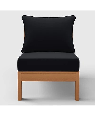 WestinTrends Outdoor Hdpe Deep Seating Modular Armless Patio Teak Chair with Cushions