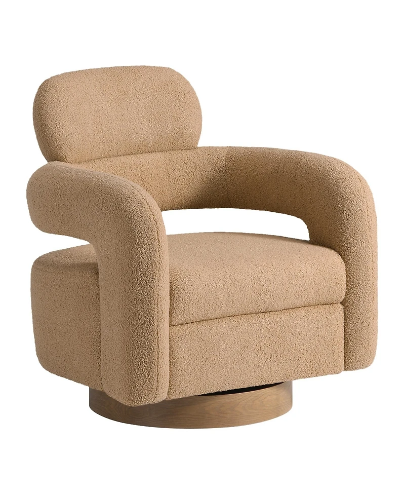 WestinTrends Mid-Century Modern Faux Sherpa Swivel Barrel Accent Chair (Set of 2)