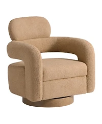 WestinTrends Mid-Century Modern Faux Sherpa Swivel Barrel Accent Chair (Set of 2)