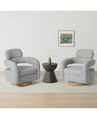 WestinTrends Mid-Century Modern Faux Sherpa Swivel Barrel Accent Chair (Set of 2)