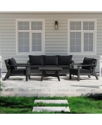 WestinTrends Outdoor 6-Piece Black Modular Sectional Patio Furniture Sofa Set