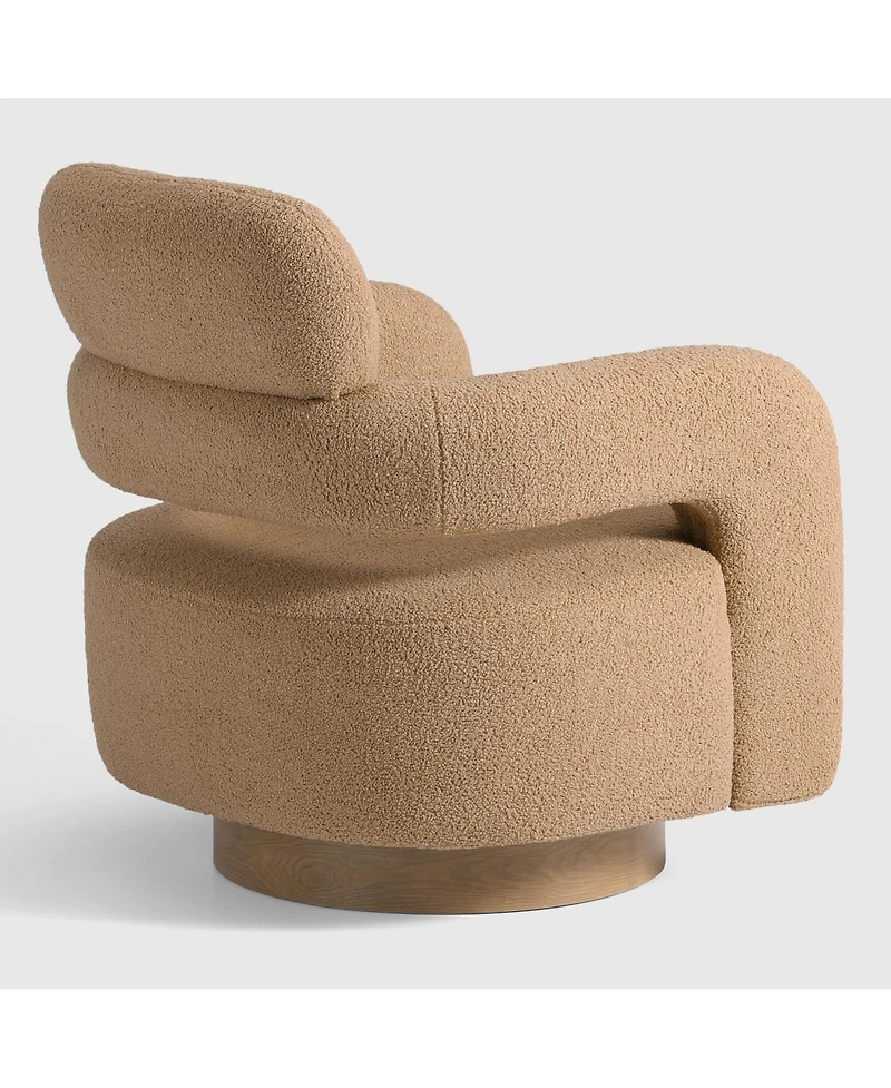 WestinTrends Mid-Century Modern Faux Sherpa Swivel Barrel Accent Chair