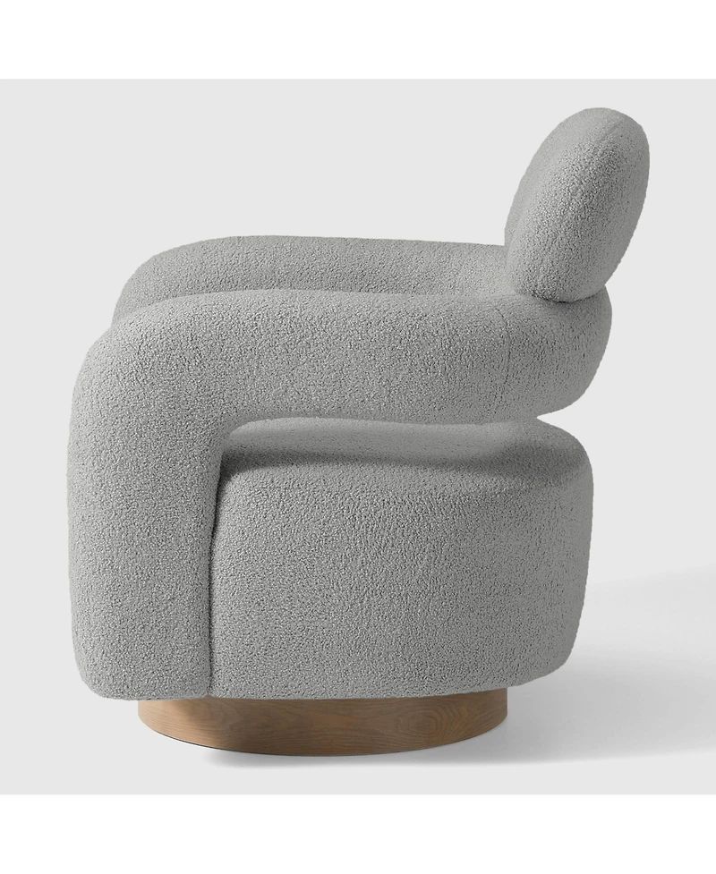 WestinTrends Mid-Century Modern Faux Sherpa Swivel Barrel Accent Chair