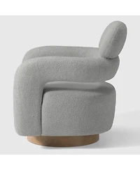 WestinTrends Mid-Century Modern Faux Sherpa Swivel Barrel Accent Chair