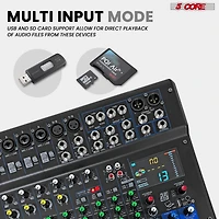 5 Core Audio Dj Mixer 12 Channel Sound Board Console w 99 Dsp Effect 48V Phantom Power