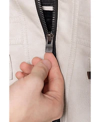 Boy's Lined Moto Pu Leather Jacket With Removable Hood