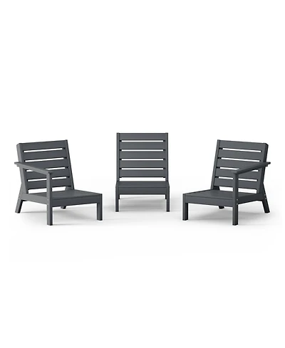 WestinTrends Outdoor Patio 3-Piece Hdpe Deep Seating Sectional Sofa