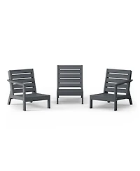 WestinTrends Outdoor Patio 3-Piece Hdpe Deep Seating Sectional Sofa