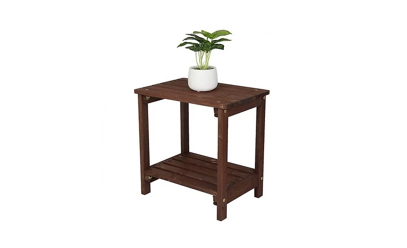 Slickblue Rectangular Wood Side Table For Indoor & Outdoor