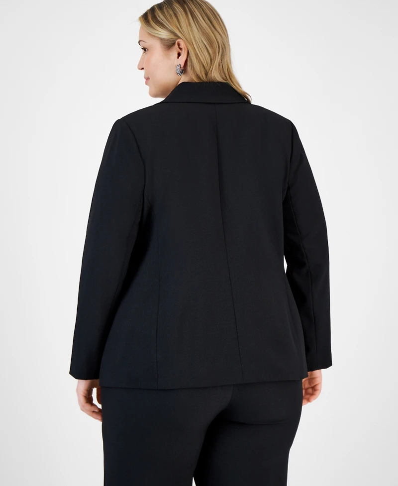 Tahari Asl Plus Long-Sleeve One-Button Blazer