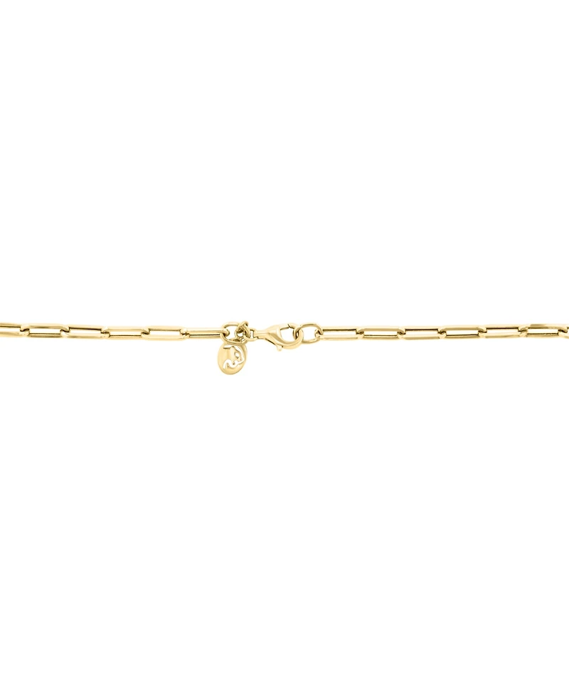 Effy Malachite Heart Dangle Paperclip Link 16" Collar Necklace in 14k Gold