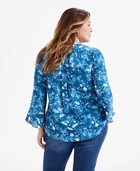 Style & Co Plus Size Printed Pintuck Blouse, Exclusively at Macy's