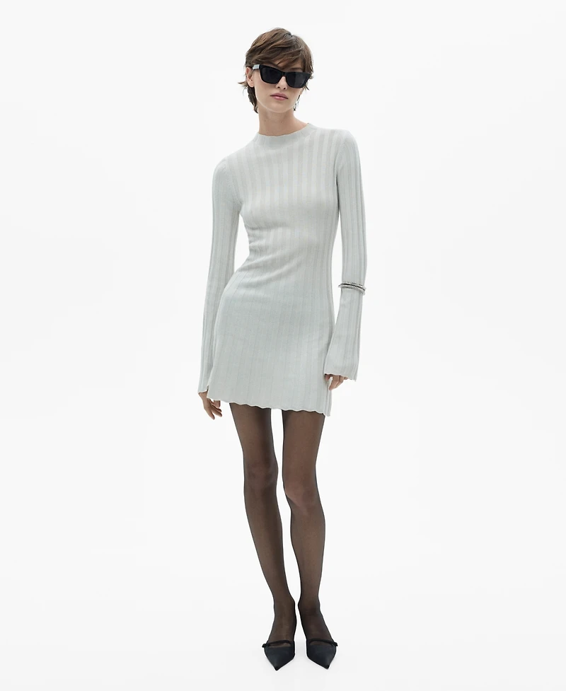 Mango Women's Perkins-Neck Knitted Dress