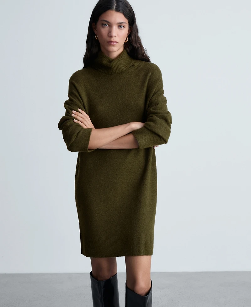 Mango Women's Short Turtleneck Knitted Dress