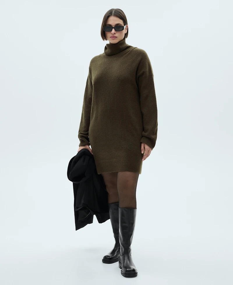 Mango Women's Short Turtleneck Knitted Dress