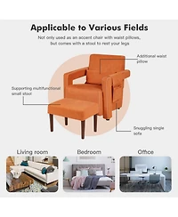 Gouun Modern Berber Fleece Single Sofa Chair with Ottoman and Waist Pillow