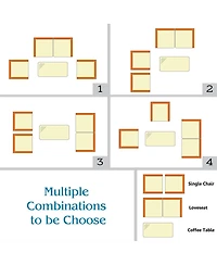 Gouun 4 Pieces Patio Rattan Furniture Set with Coffee Table and Cushioned Sofa