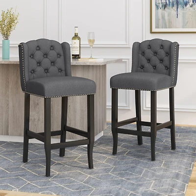 31" Tufted Wingback Bar Stools,Set of 2,for Kitchen Island or Bar-The Pop Home