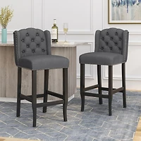 31" Tufted Wingback Bar Stools,Set of 2,for Kitchen Island or Bar-The Pop Home