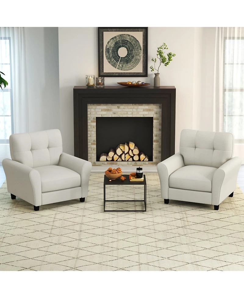 Gouun Modern Upholstered Accent Chair with Rubber Wood Legs