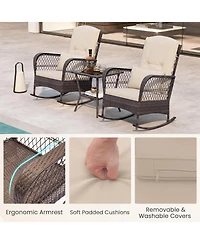 Gouun 3 Pieces Rocking Bistro Set with 2-Tier Table