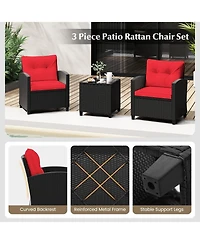 Gouun 3 Pieces Patio Furniture Set with Tempered Glass Table