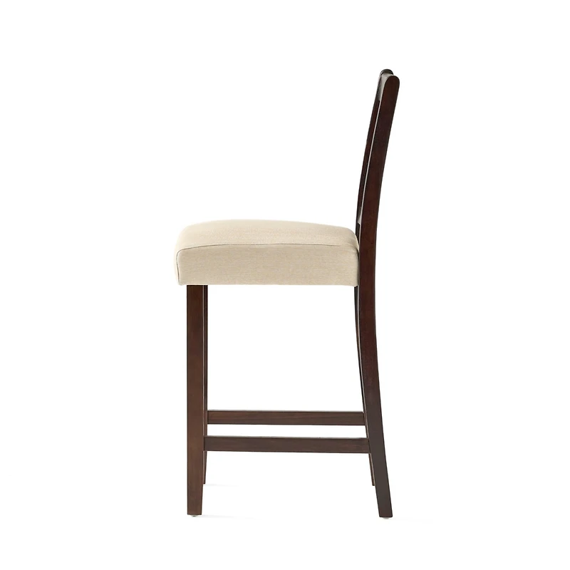 Set of 2 Counter Height Chairs with 5cm Cushion, Wooden Back Bar Stools-The Pop Home