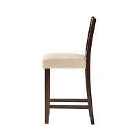 Set of 2 Counter Height Chairs with 5cm Cushion, Wooden Back Bar Stools-The Pop Home